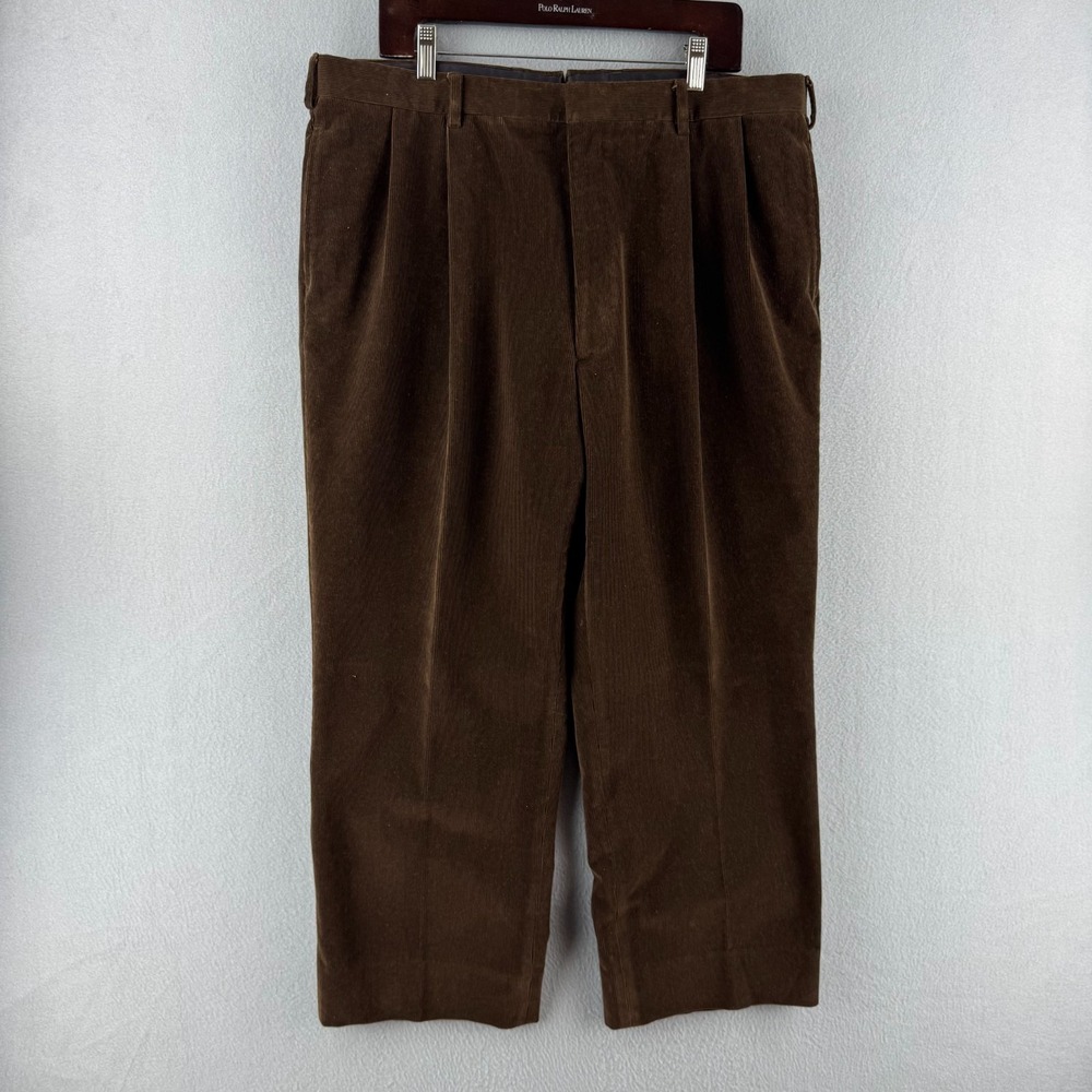 Ralph Lauren Purple Label Pants Mens Fits 38x26 Brown Corduroy Trouser Pleated